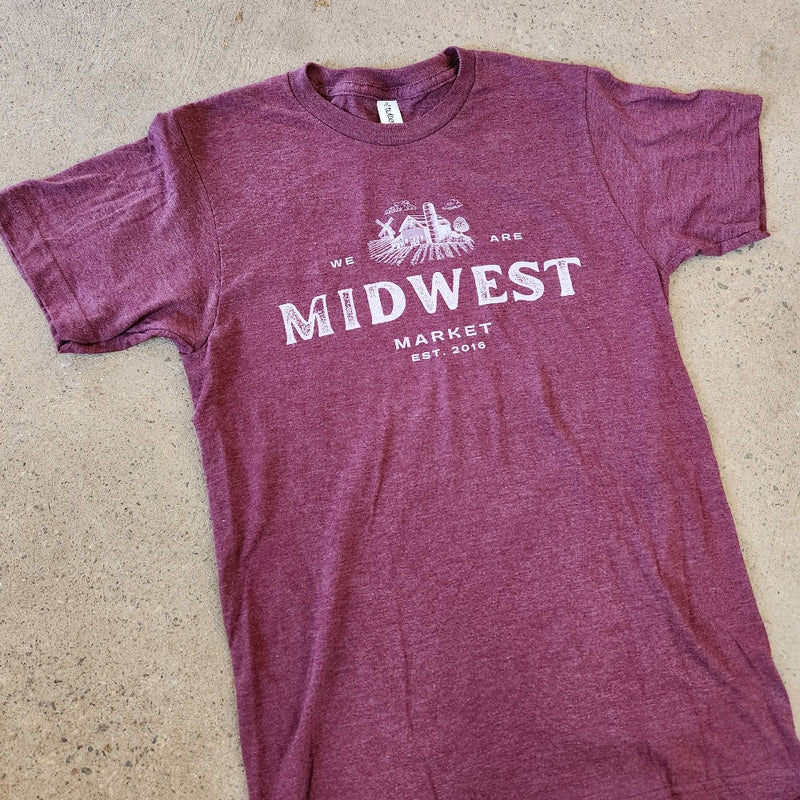 we are midwest market tee burgundy