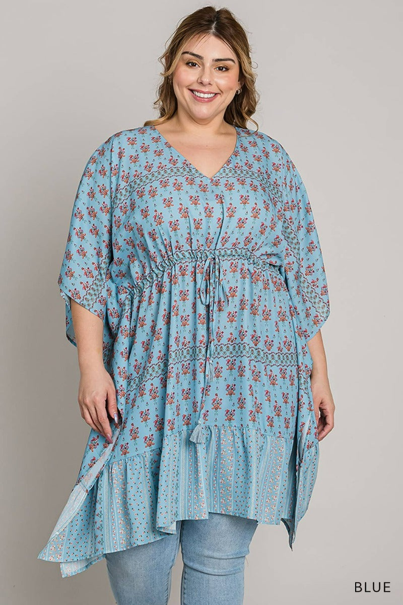 plus chiffon cover up with drawstring waist