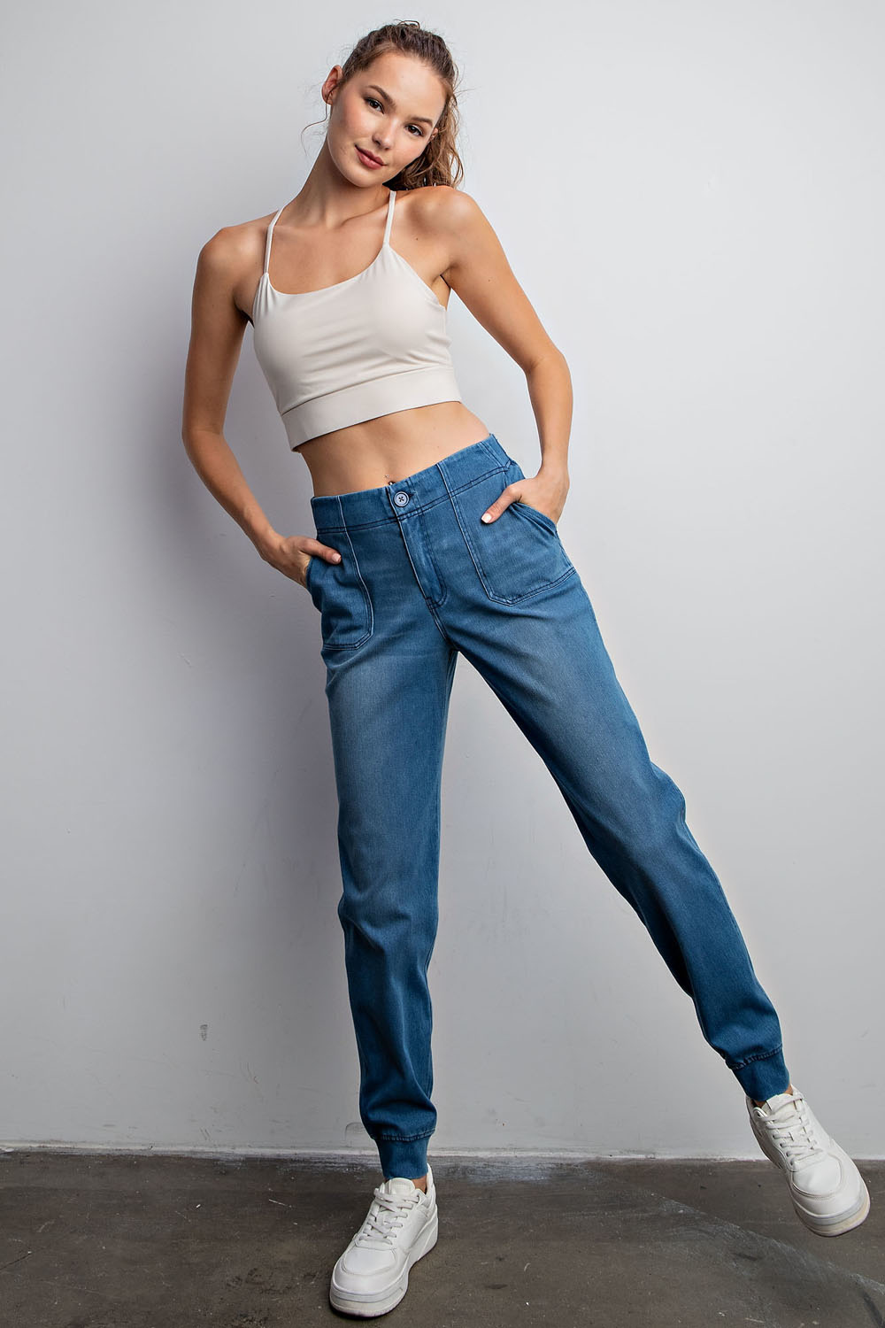 Cotton Stretch Denim Joggers