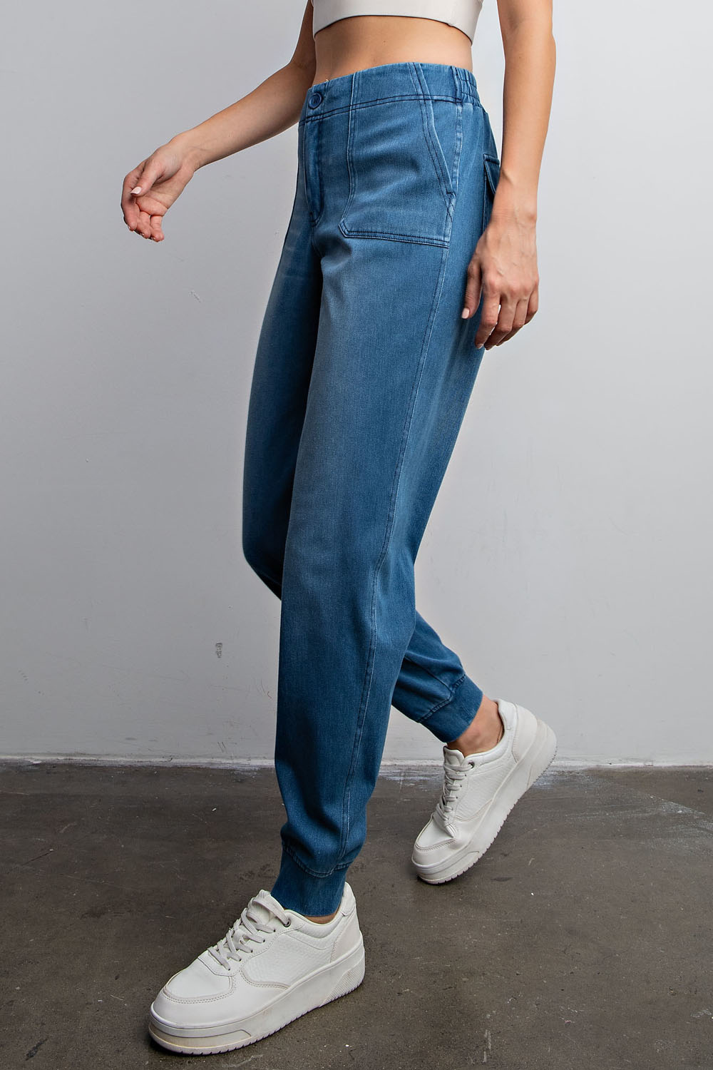 Cotton Stretch Denim Joggers