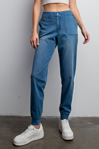 Cotton Stretch Denim Joggers