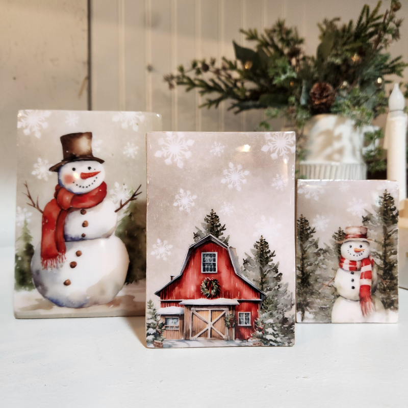 Country Christmas Enamel Block