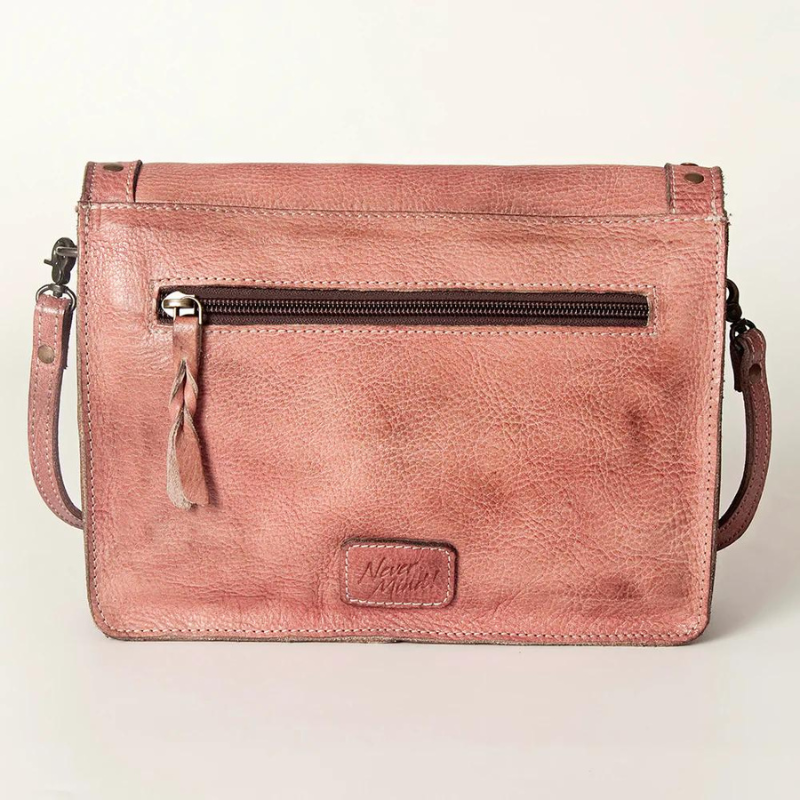 Leather Studded Fold-Over Crossbody