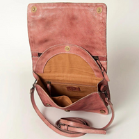 Leather Studded Fold-Over Crossbody