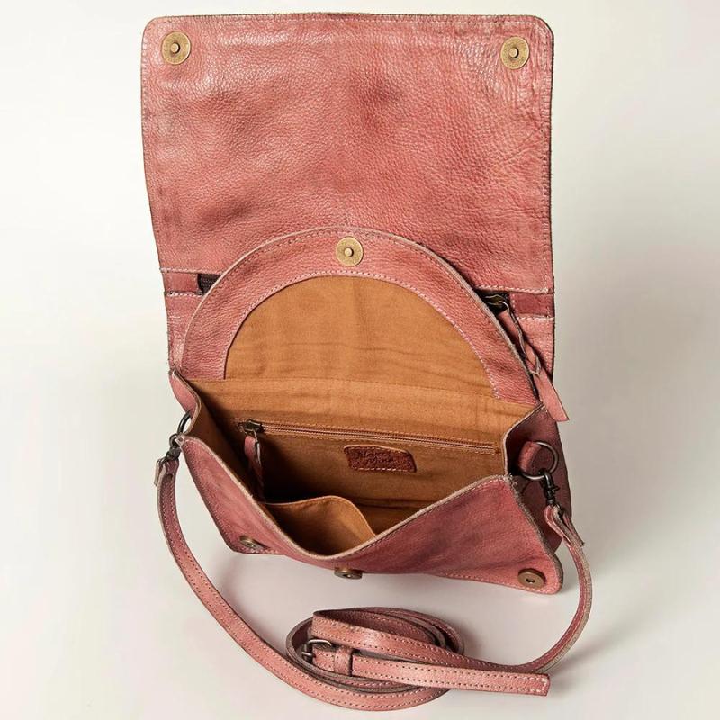 Leather Studded Fold-Over Crossbody