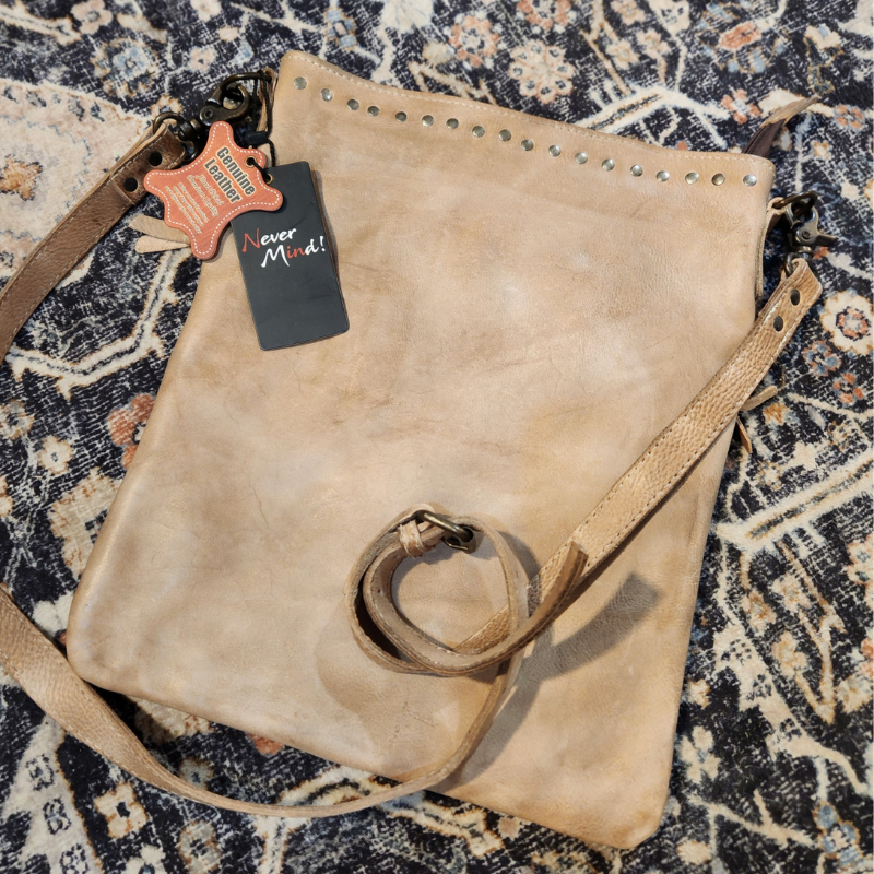 Leather Studded Tote Crossbody