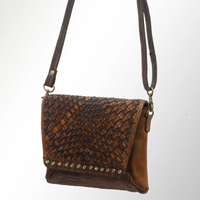 Leather Studded Weave Crossbody
