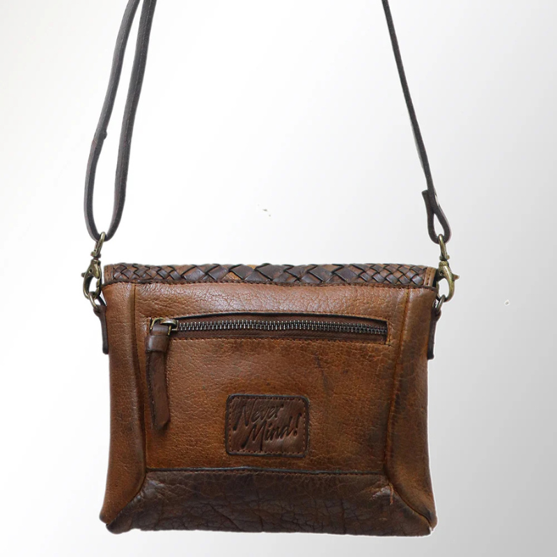 Leather Studded Weave Crossbody
