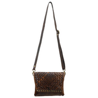 Leather Studded Weave Crossbody