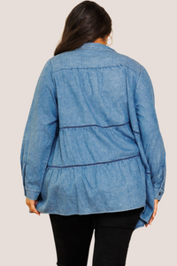 Plus Denim Cardigan