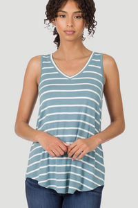Striped V-Neck Tank