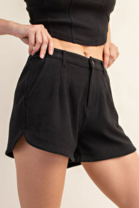 cotton stretch twill shorts - black