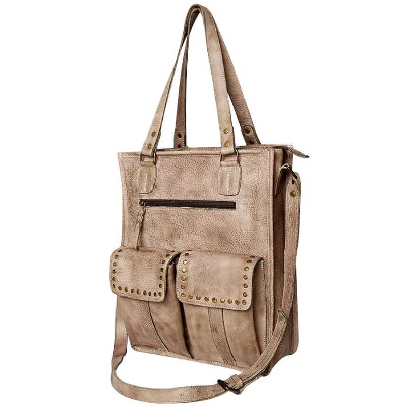 Leather Bucket Tote Bag