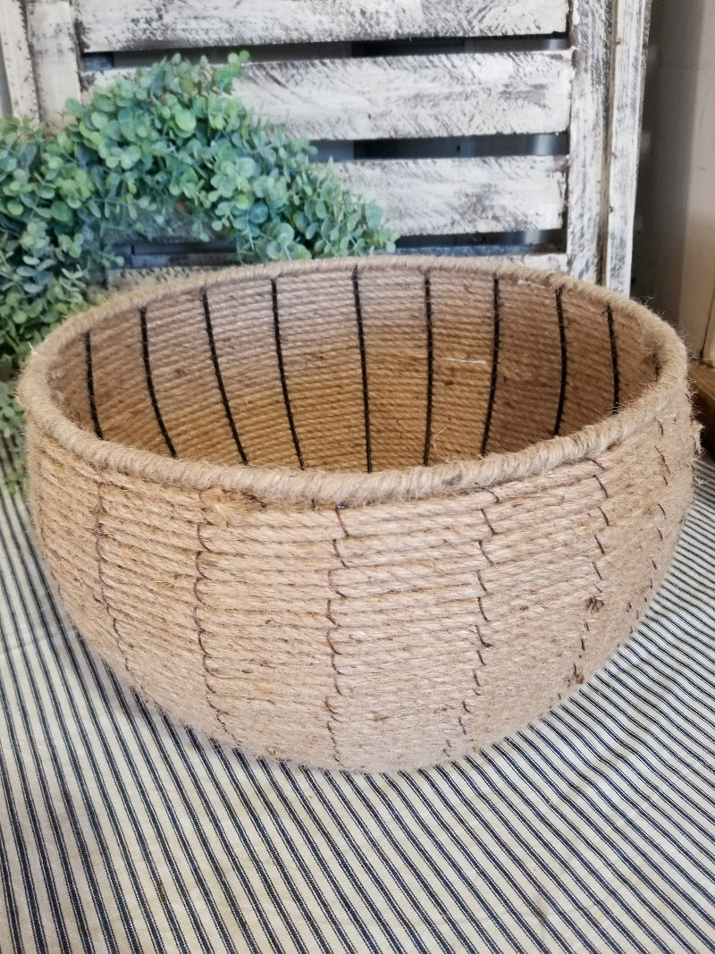 large round twine basket