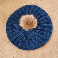 crochet knit beret teal