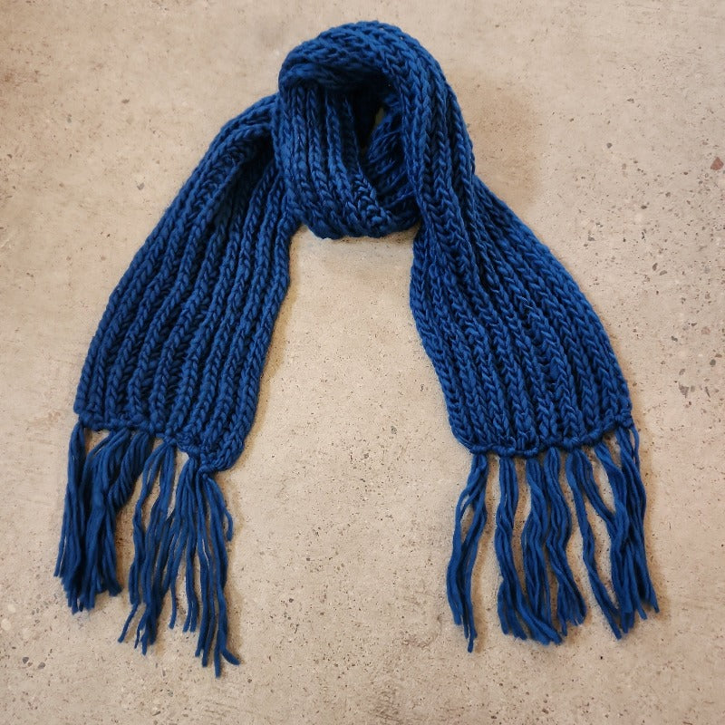 crochet knit scarf teal