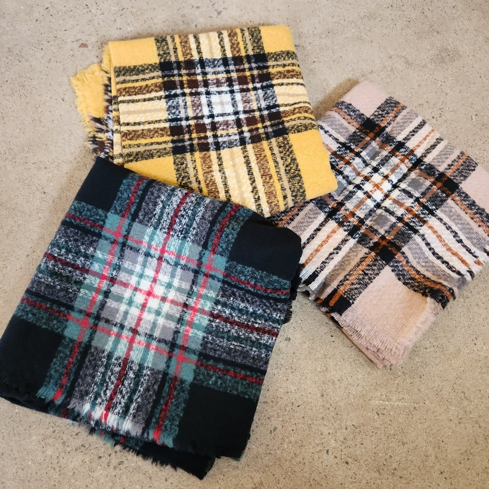 brushed plaid blanket scarves