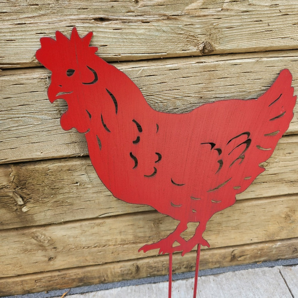 red-hen-garden-stake