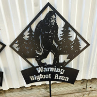 Metal Bigfoot Yield/Warning Sign Garden Stake-warning-bigfoot-area