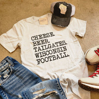 Cheese Beer WI Football Tee-Bone