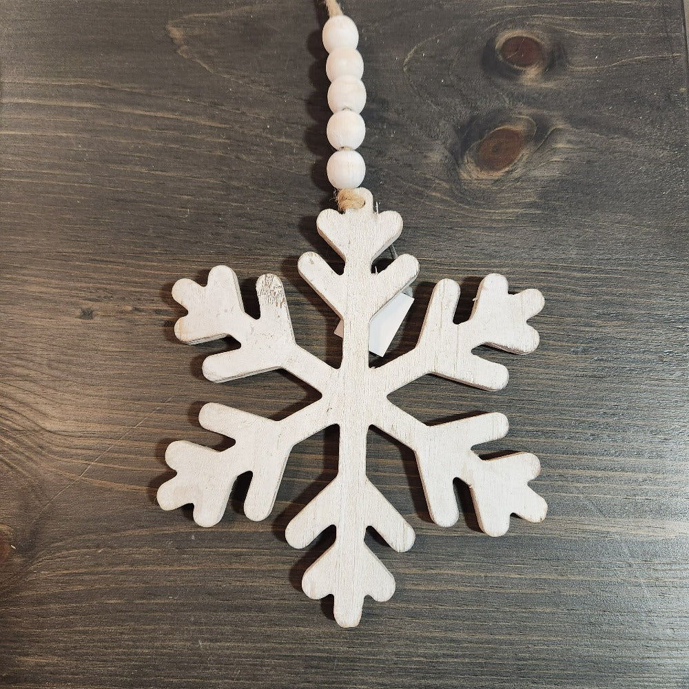 rounded wood beaded snowflake