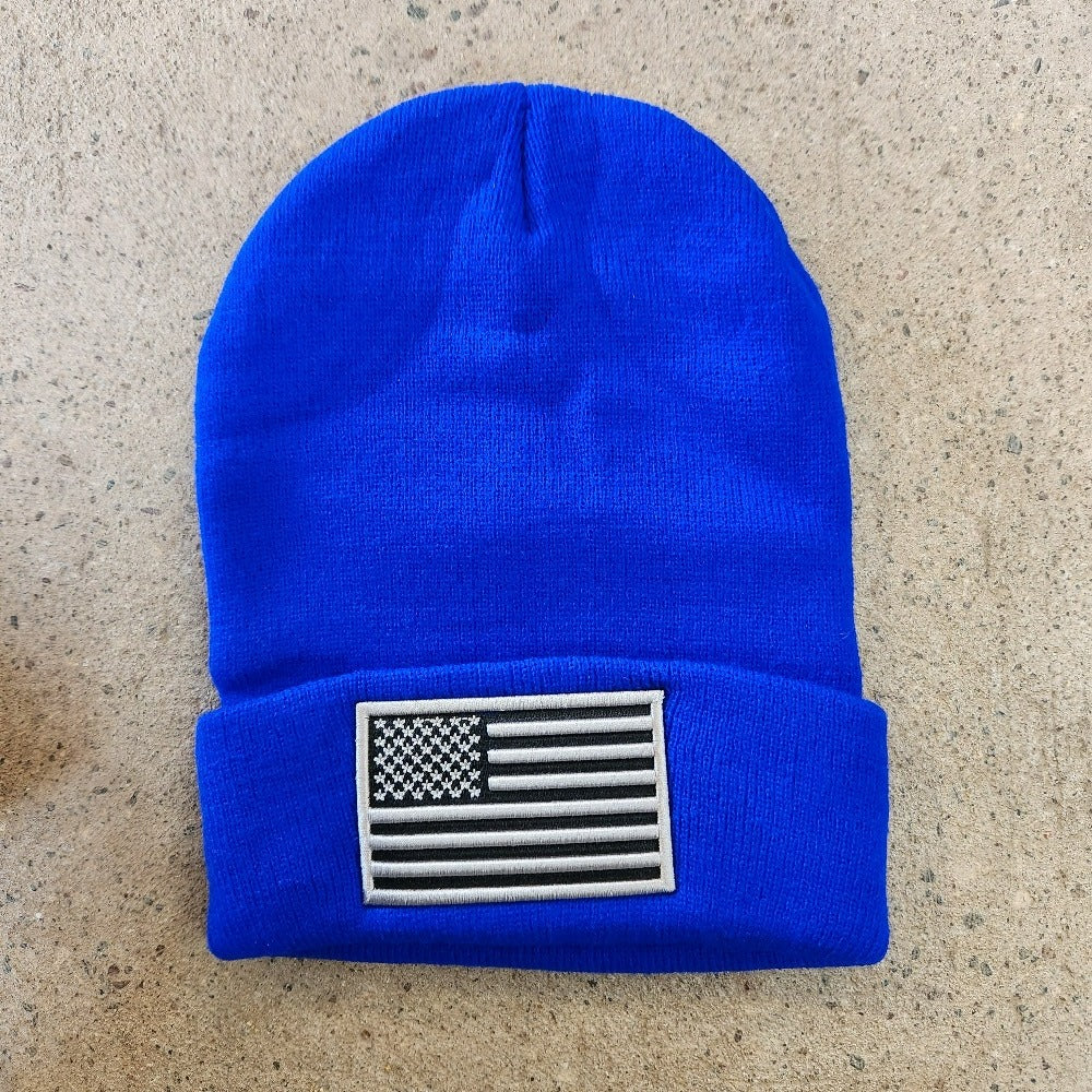 flag beanie  royal blue