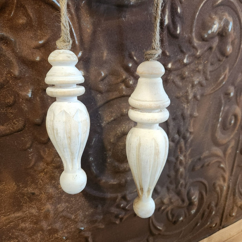 white finial wood ornament