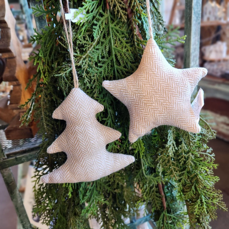 herringbone fabric ornaments