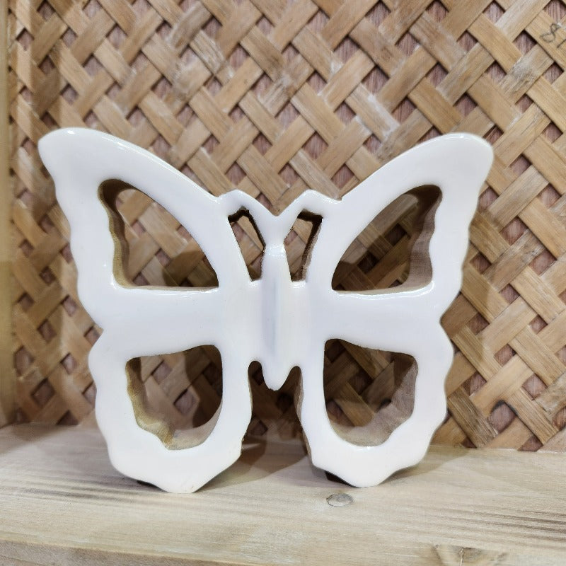 white enamel butterfly wood block