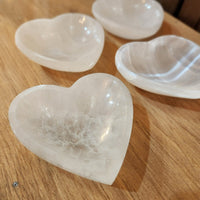selenite heart shaped dish/bowl