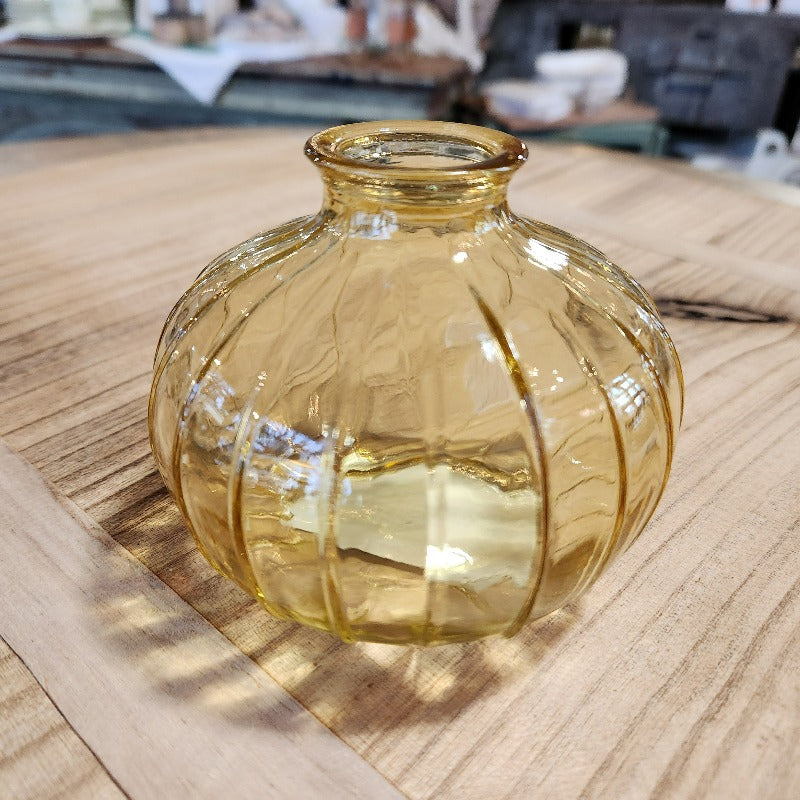 Round Colored Glass Vase-yellow