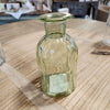 Ribbed Glass Bottle Vase-short green