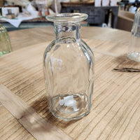 Ribbed Glass Bottle Vase- short clear