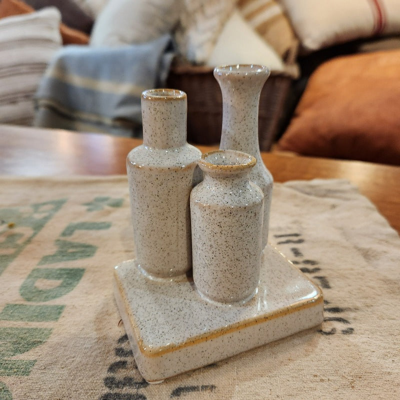 Mini Artisan Ceramic Trio Vase