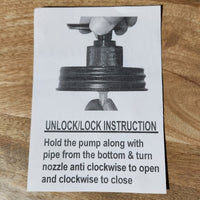 unlock/lock instructions for soap pump