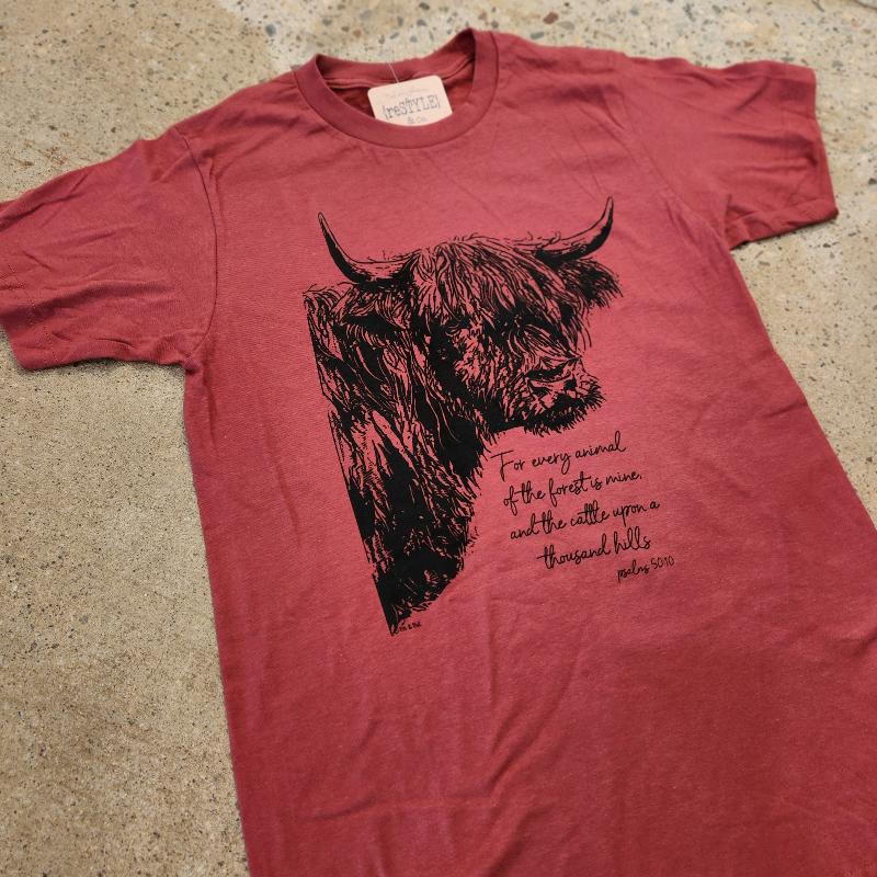 cattle upon a thousand hills Psalms verse tee