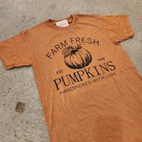 farm fresh pumpkins tee in rust color