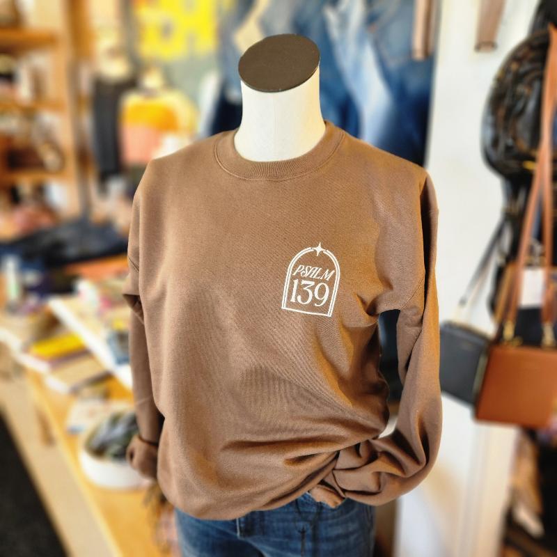 wonderfully made brown crewneck sweatshirt Psalm 139