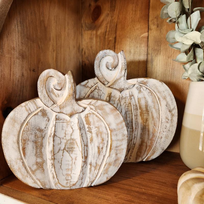 whitewashed wood pumpkin