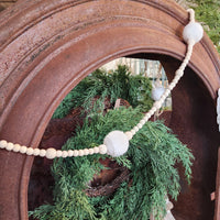 White Felt Wood Bead Garland