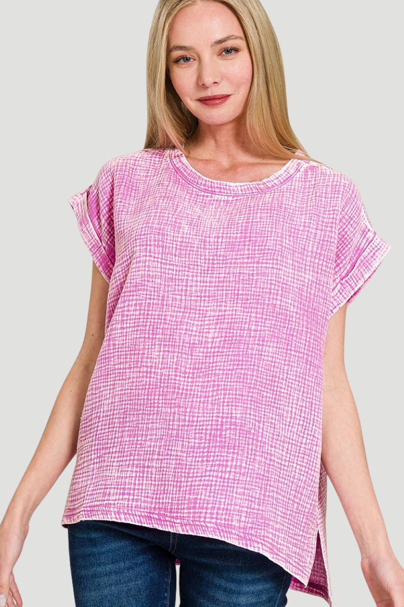 Acid Wash Gauze Tee