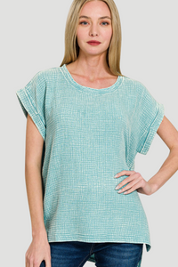 Acid Wash Gauze Tee