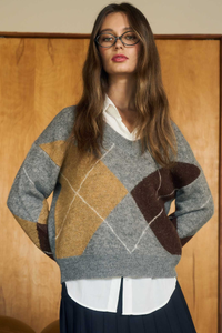 Argyle V-Neck Sweater