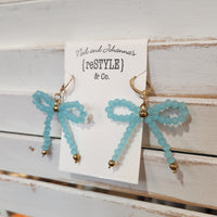 Beaded Bow Dangle Earrings