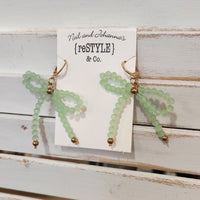 Beaded Bow Dangle Earrings