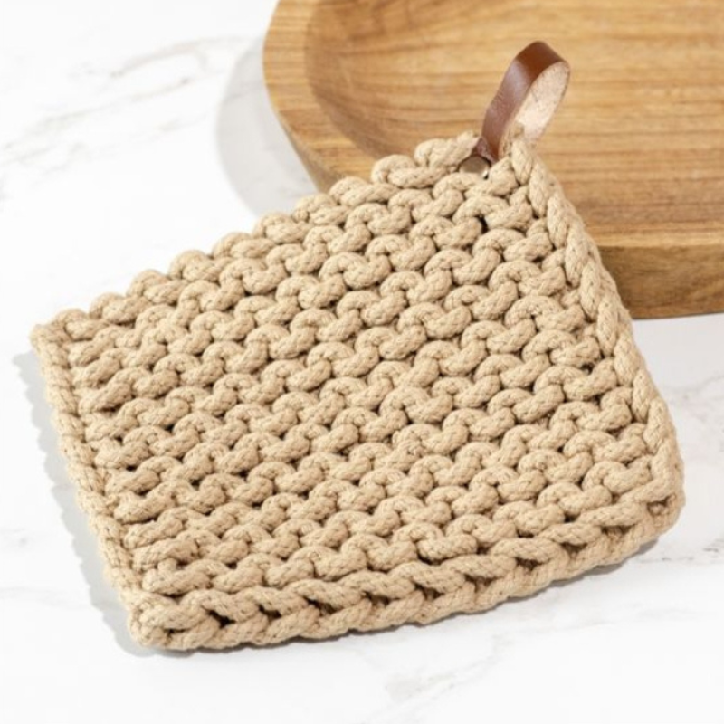Beige Knit Pot Holder