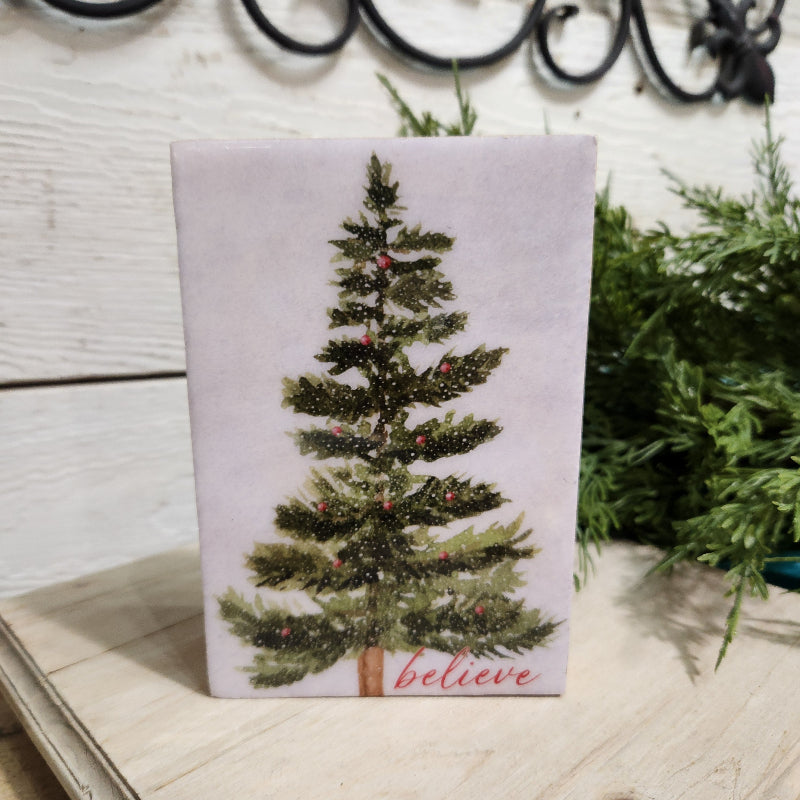 Believe Tree Wood Block