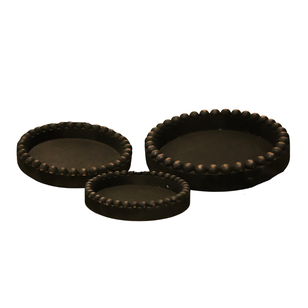 Round Black Beaded Tray