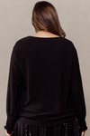 Black Boat Neck Top