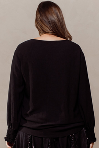 Black Boat Neck Top